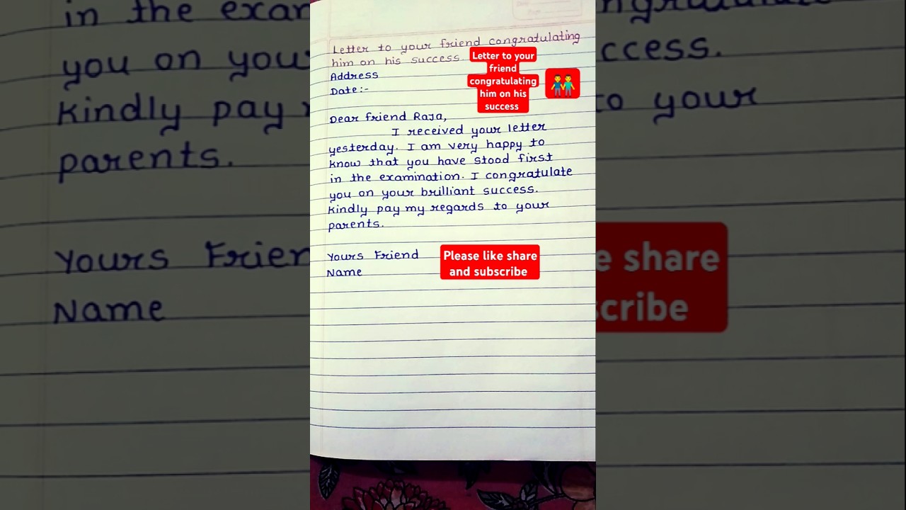 Letter to your friend congratulating him on his success 👬 