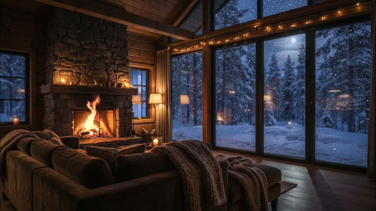 Cozy Fireplace with Rain | 8 Hours Natural Night Ambience (No Music)