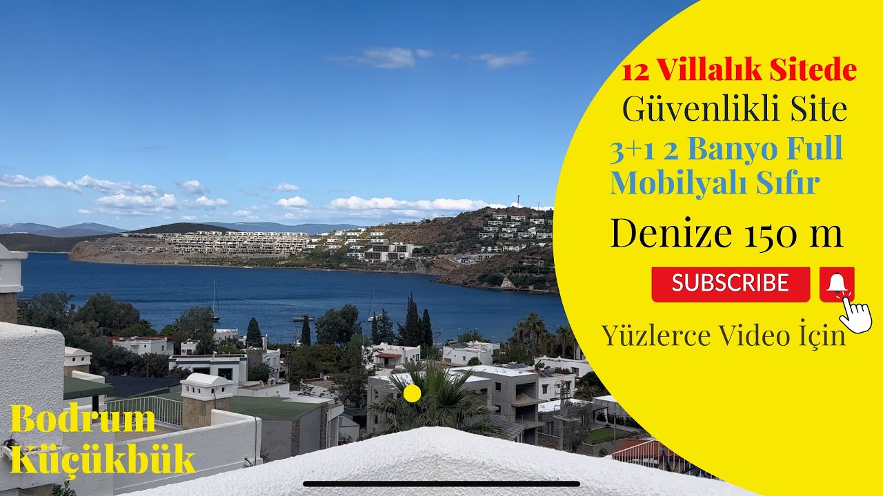 Bodrum Satılık Villa Gündoğan Küçükbük Denize Yakın Manzaralı Müstakil Site İçinde Ortak Havuzlu