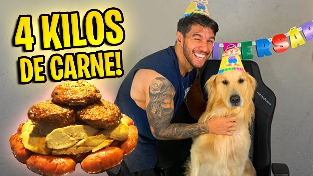 FIZ UM BOLO DE CARNES PRA COMEMORAR O ANIVERSÁRIO DO NOSSO CACHORRO!!!