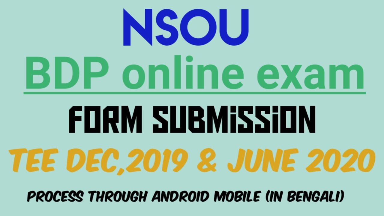 NSOU BDP online exam form fillup 2020. Full process in short(Link in description).