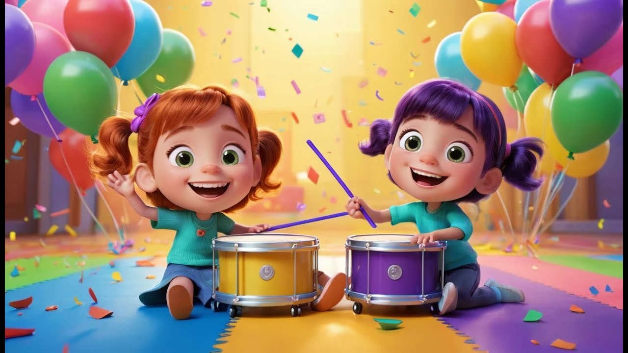 Zehn kleine Spielzeugtrommeln Bang Bang Bang | Rhythmus & Zählen für Kinder