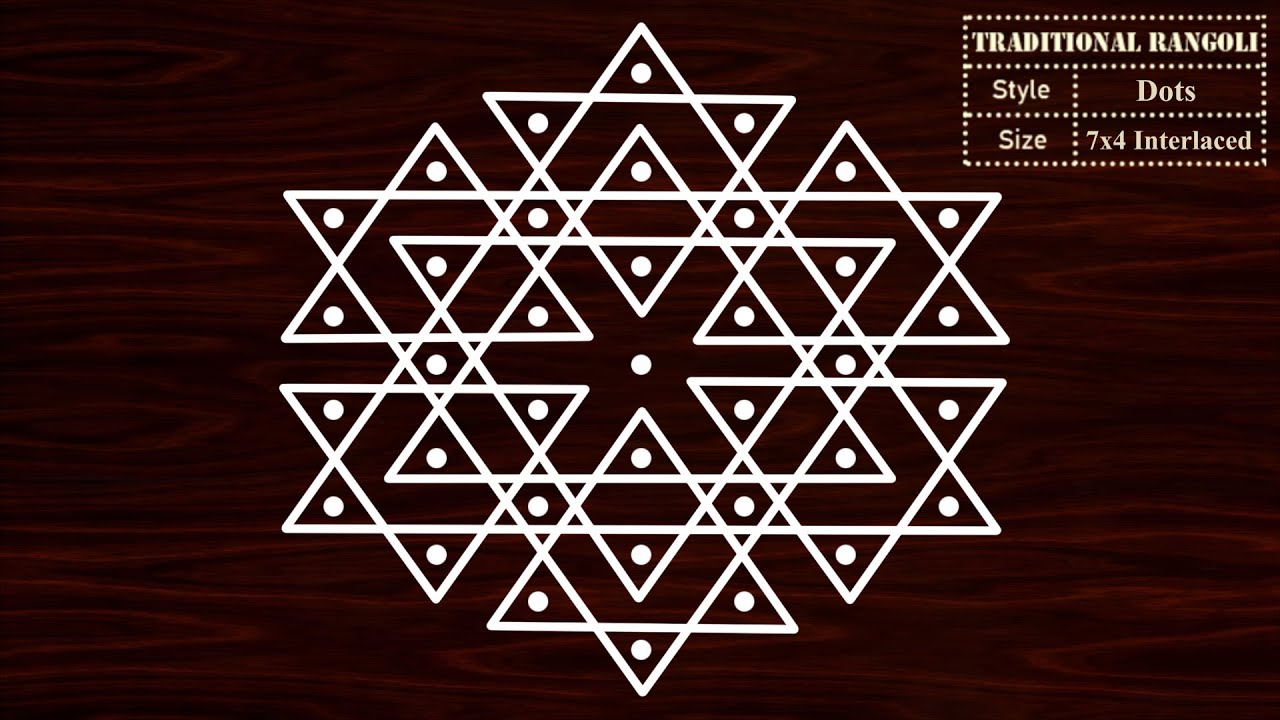 Simple Star Rangoli with 7x4 Dots | Sikku Kolam | Muggulu | Traditional Rangoli