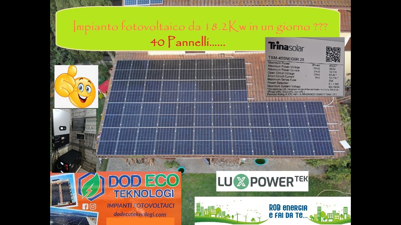 Impianto fotovoltaico 18.2kw installato in un giorno?? follia? No pura realtà!!!!