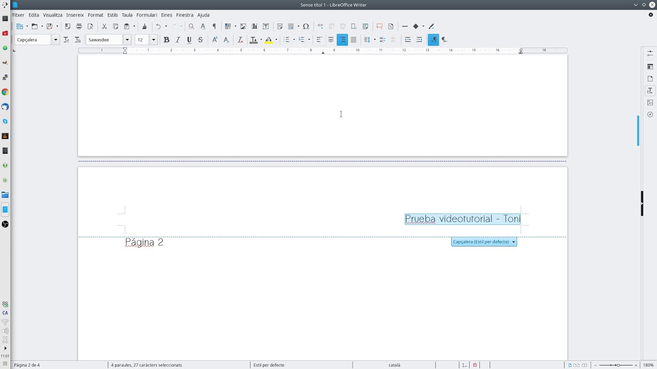 Tutorial - 003 LibreOffice Writer - Crear Cabecera y Pie de página
