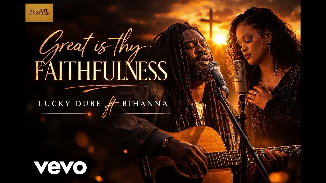 Lucky Dube ft Rihanna --Great is thy faithfulness ( official light of Zion Gospel reggae lyrics)