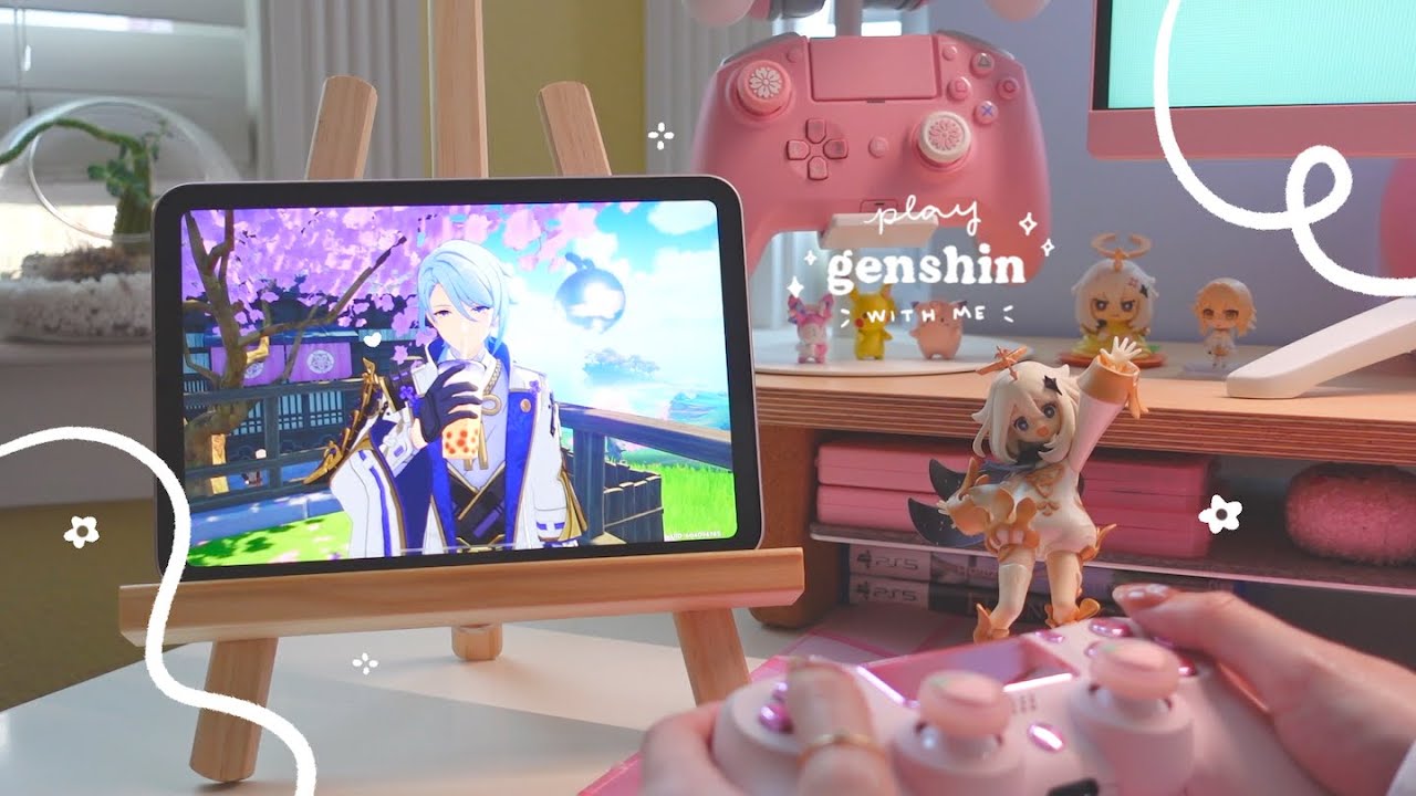 🧋 playing genshin on a comfy late afternoon | 50 min of gameplay ambience (jp dub, ipad mini) ✿