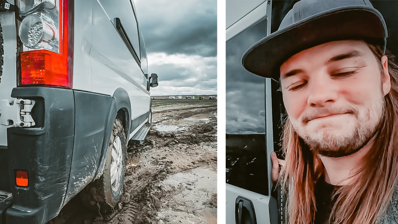VAN GOT STUCK IN THE MUD | van life road trip