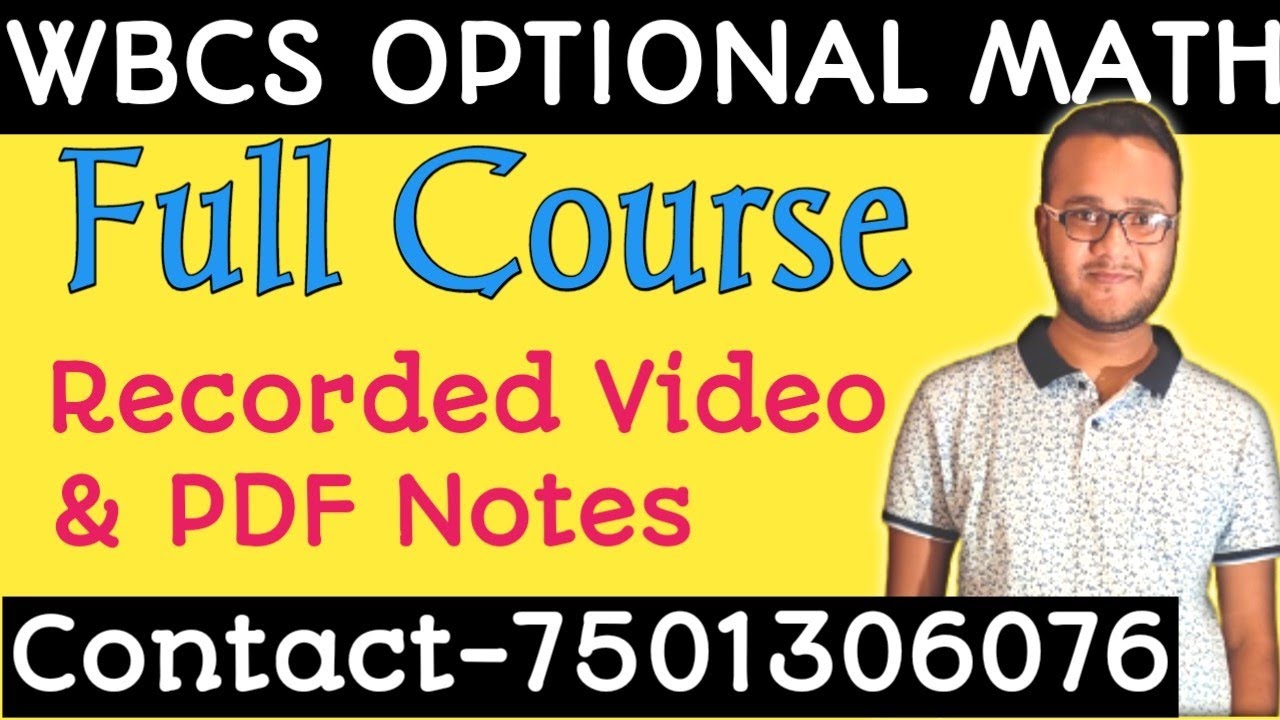 WBCS Optional Mathematics/Full Course/Math Series/WBCS Optional Math Syllabus/Best Book