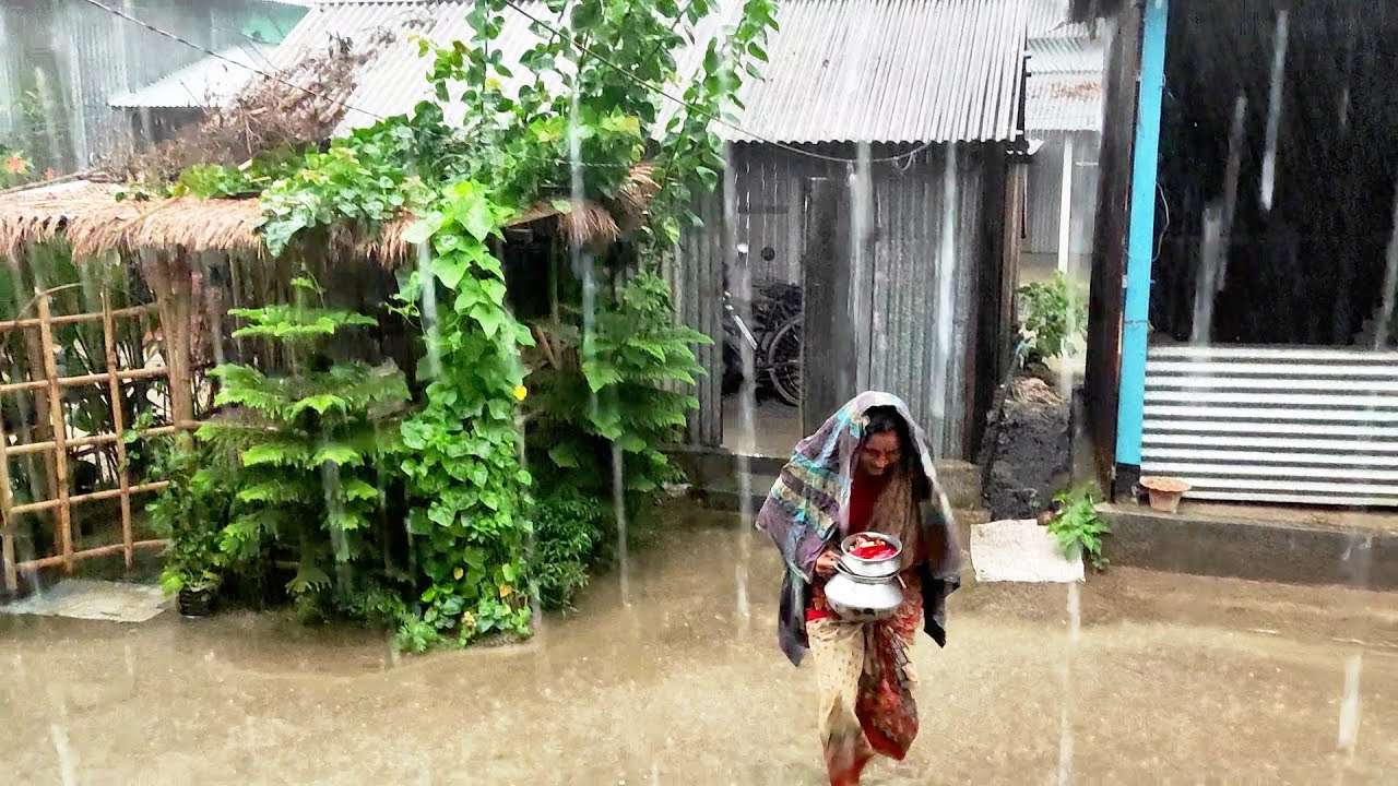 চলে আসেন বৃষ্টি প্রেমি মানুষ//heavy rainy day //smell of village