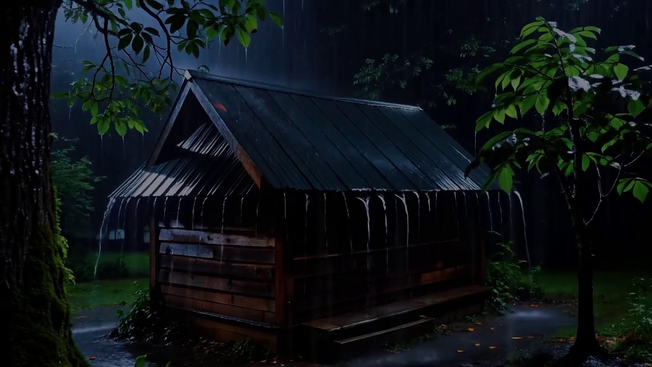Midnight Storm Rain on Metal Rooftops with Gentle Thunder | Relaxing ASMR Sounds