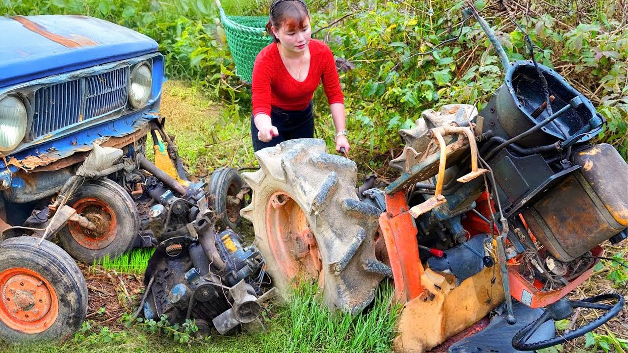 Girl Finds Abandoned Agricultural Machine Parts - Restoring from Ruins to Working Condition