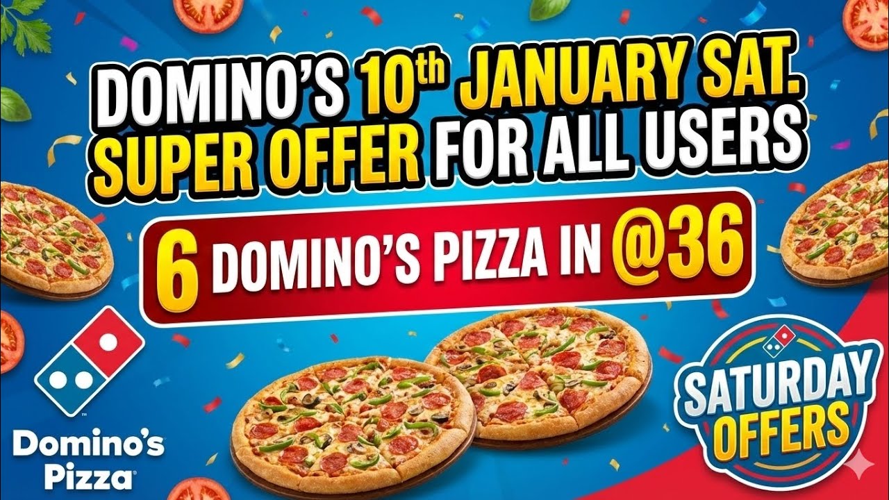 6 DOMINOS PIZZA in ₹36 में| dominoscoupon code today|Domino's pizza offerdomino coupon code 2026