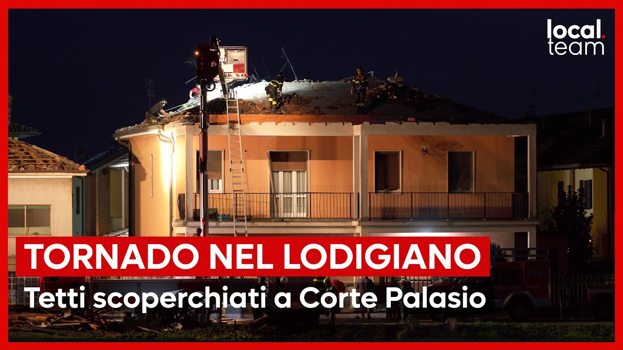 Tromba d'aria nel lodigiano, decine di tetti danneggiati a Corte Palasio: vigili del fuoco al lavoro