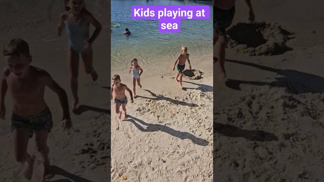 kids playing at sea beach 