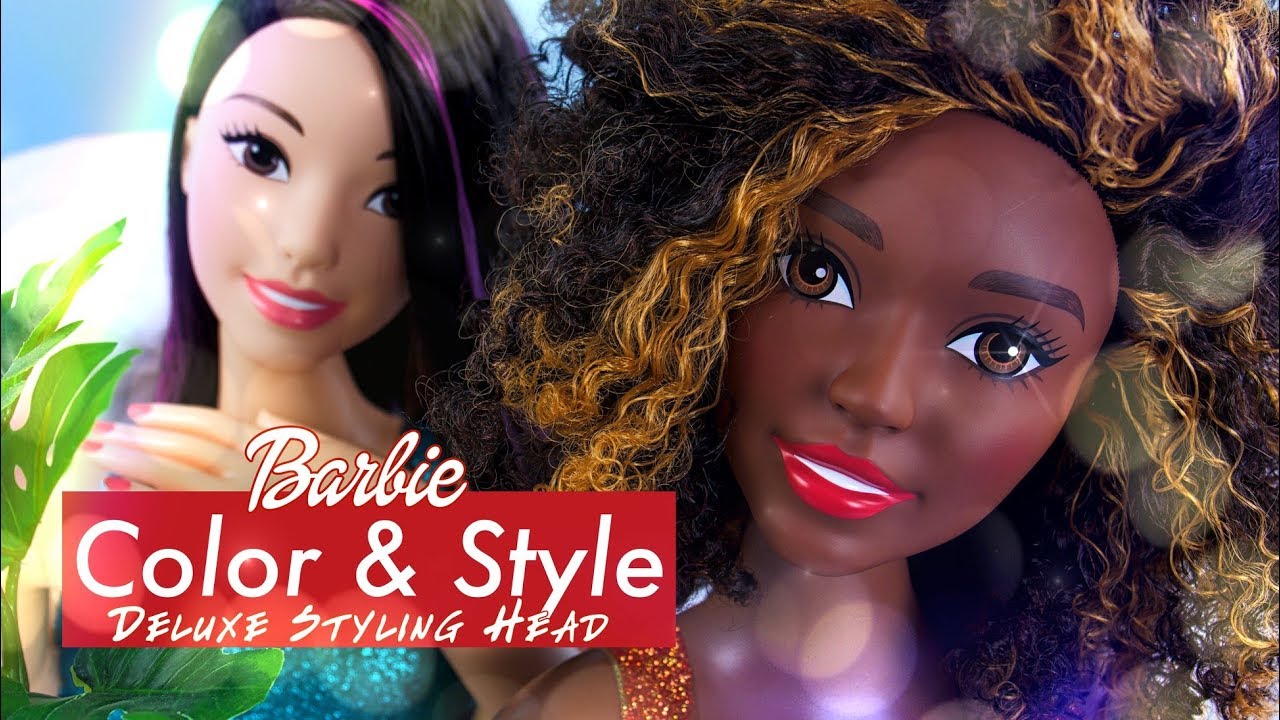 Barbie Color & Style Deluxe Styling Head PLUS Fabulous NEW Curly Hair Texture