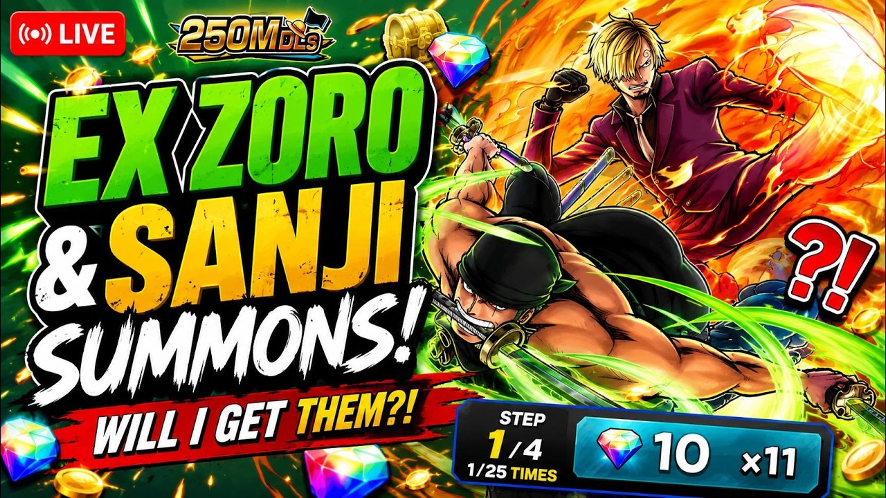 🔴 ПРЯМОЙ ЭФИР &mdash; Призыв EX ЗОРО и САНДЖИ в One Piece Bounty Rush