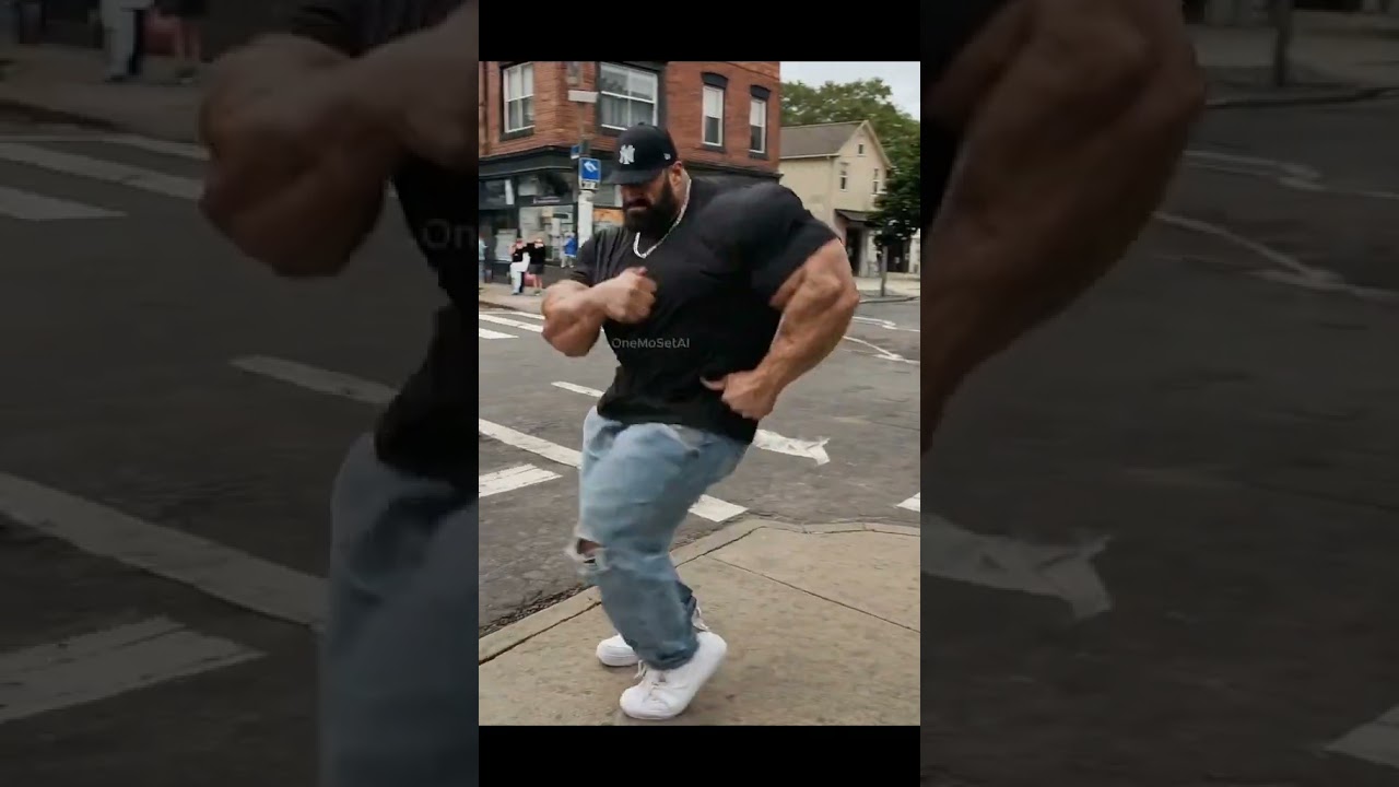 Huge bodybuilder street dancing! #fyp #ai #bodybuilding