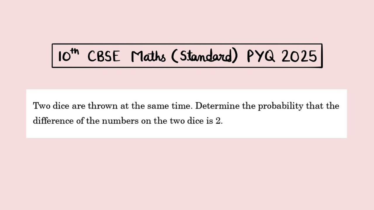 X Maths Standard 2025 Two dice are thrown at the same time. Determine the probability that the 