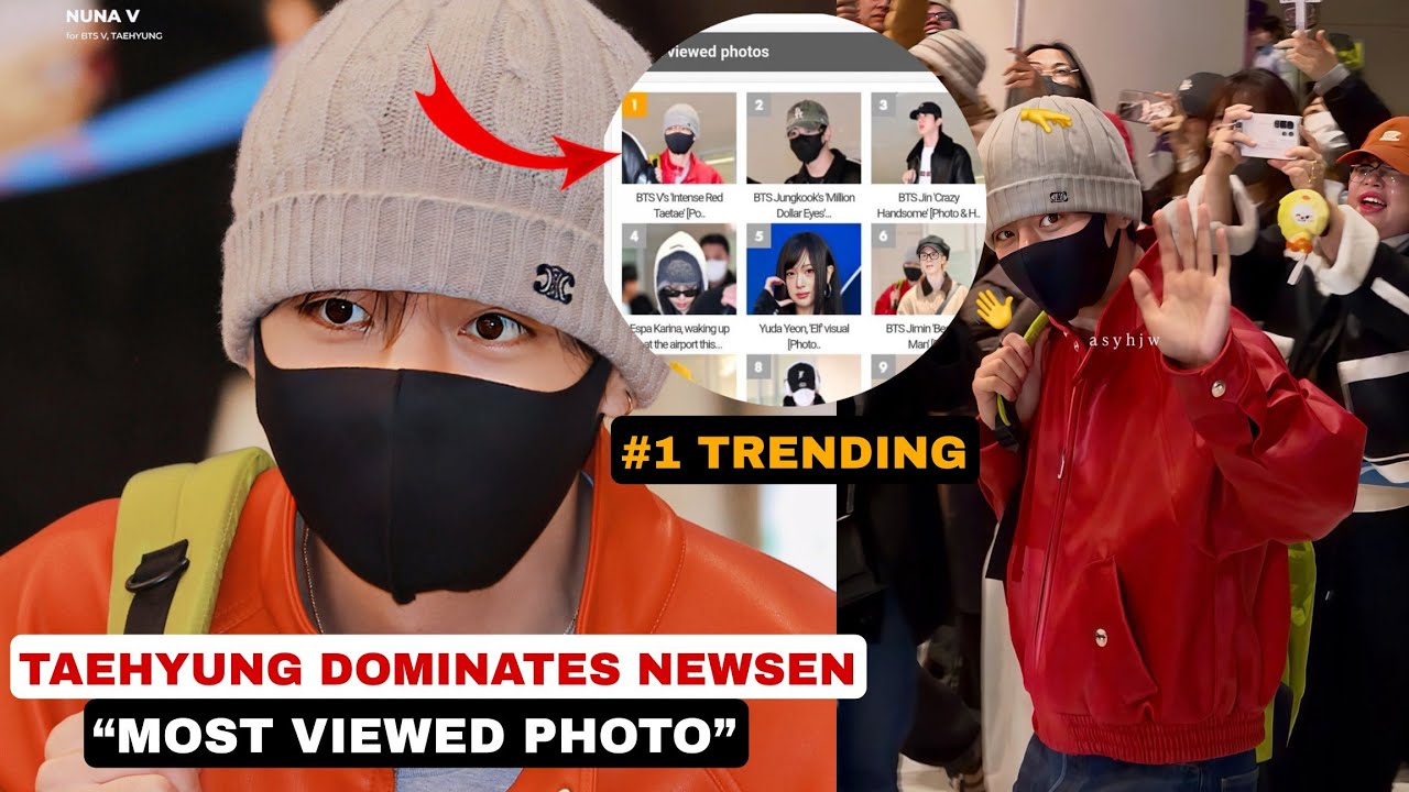 🔴 Тэхён покорил Newsen — его образ в аэропорту занимает первое место в трендах!