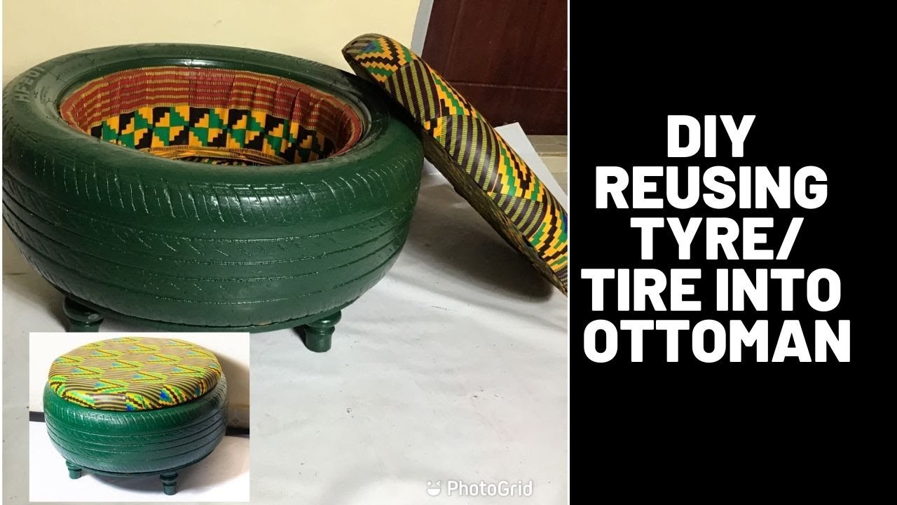 SIMPLE WAYS TO REUSE TYRE // DIY OTTOMAN/STOOL WITH A STORAGE.