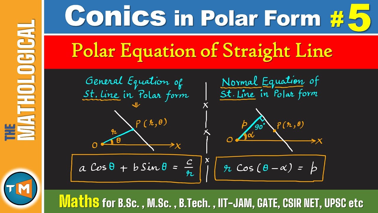 Polar Equation of Straight Line | polar coordinates | Conics BSc 1st year | polar coordinates hindi