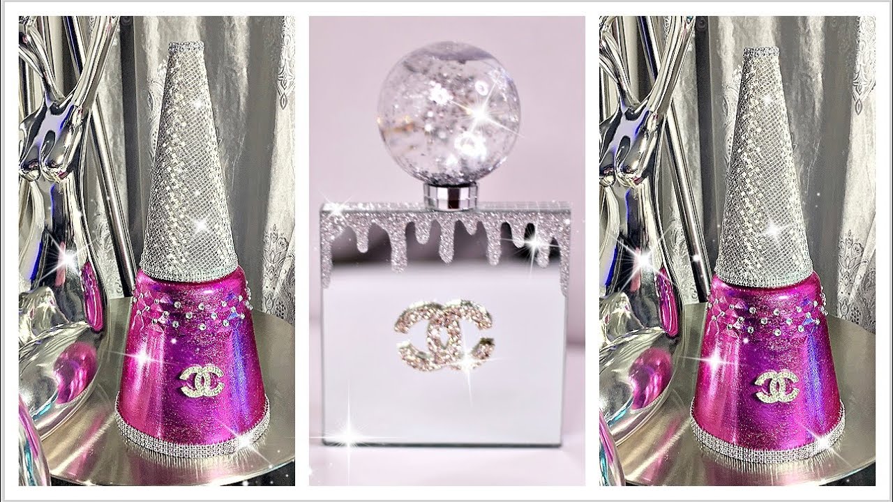DIY DOLLAR TREE GLAM CHANEL INSPIRED PERFUME BOTTLE | GIANT DIY NAIL POLISH