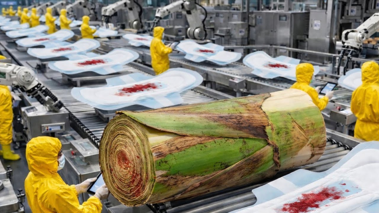 Inside The Largest Modern Banana Stem Factory & Sanitary Pad Production Process (Full Process) usa