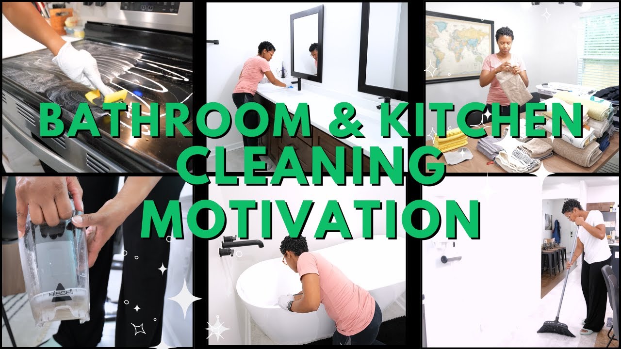 KITCHEN AND BATHROOM CLEANING MOTIVATION | Stovetop + Oven + Floors + Laundry | CLEAN WITH ME