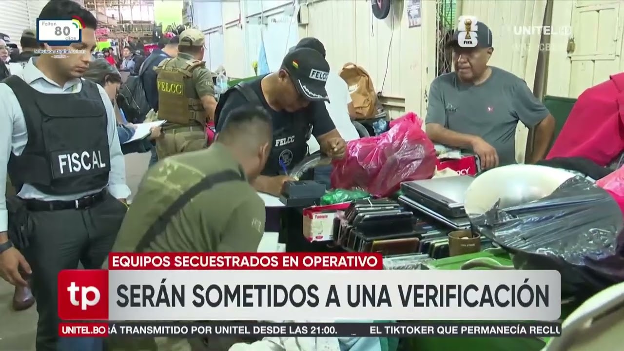 Operativo policial en el barrio Chino en Cochabamba recupera celulares y computadoras