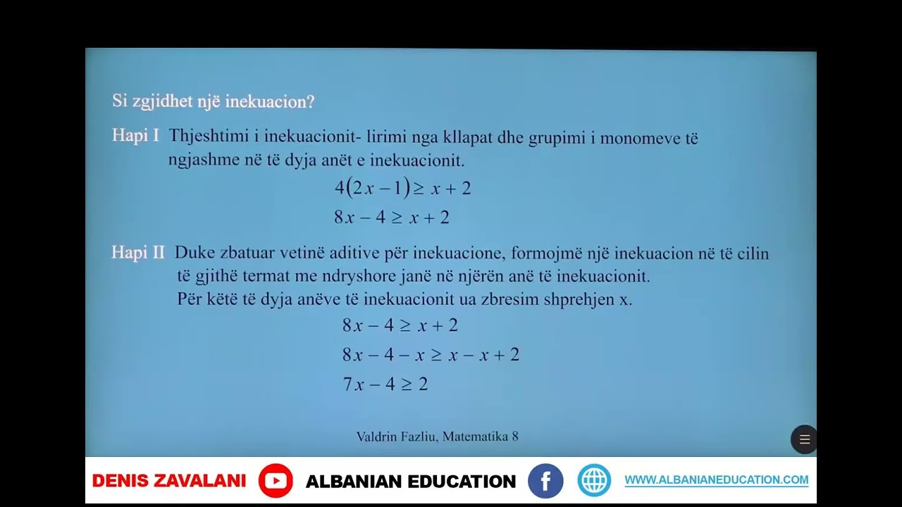 8 02 099 Java 25 Matemtikë Zgjidhja e inekuacioneve lineare me një të panjohur
