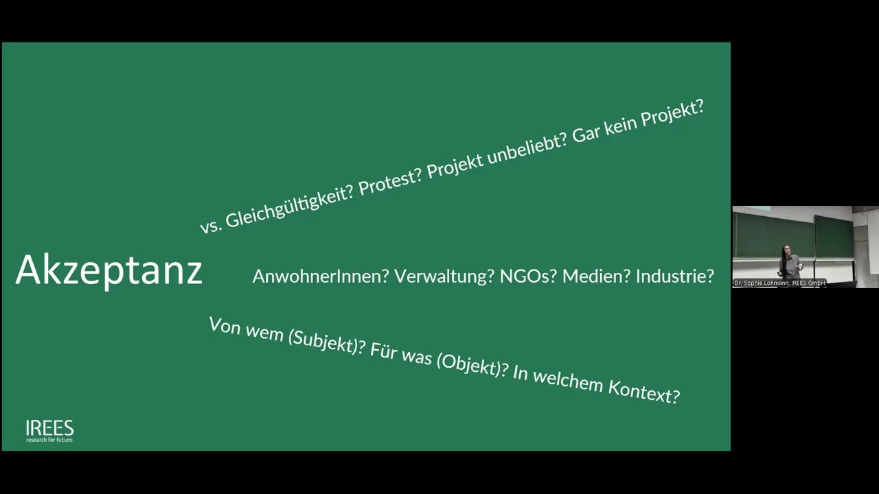 Gesellschaftliche Akzeptanz von Wasserstofftechnologien, Dr. Sophie Lohmann, IREES GmbH Karlsruhe