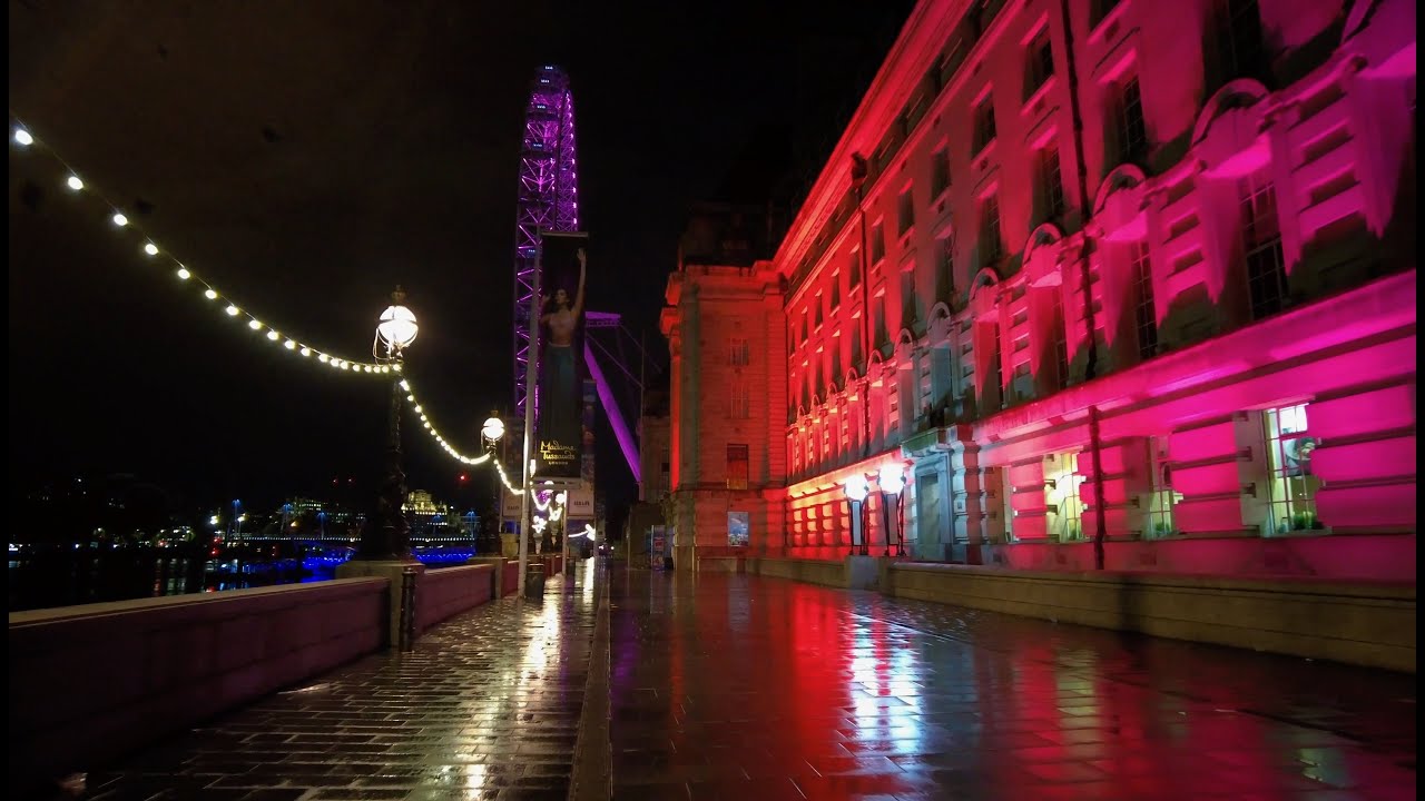 The Streets of London - Night Walk in the Rain | London Eye | Leake Street Arches | Graffiti Tunnel