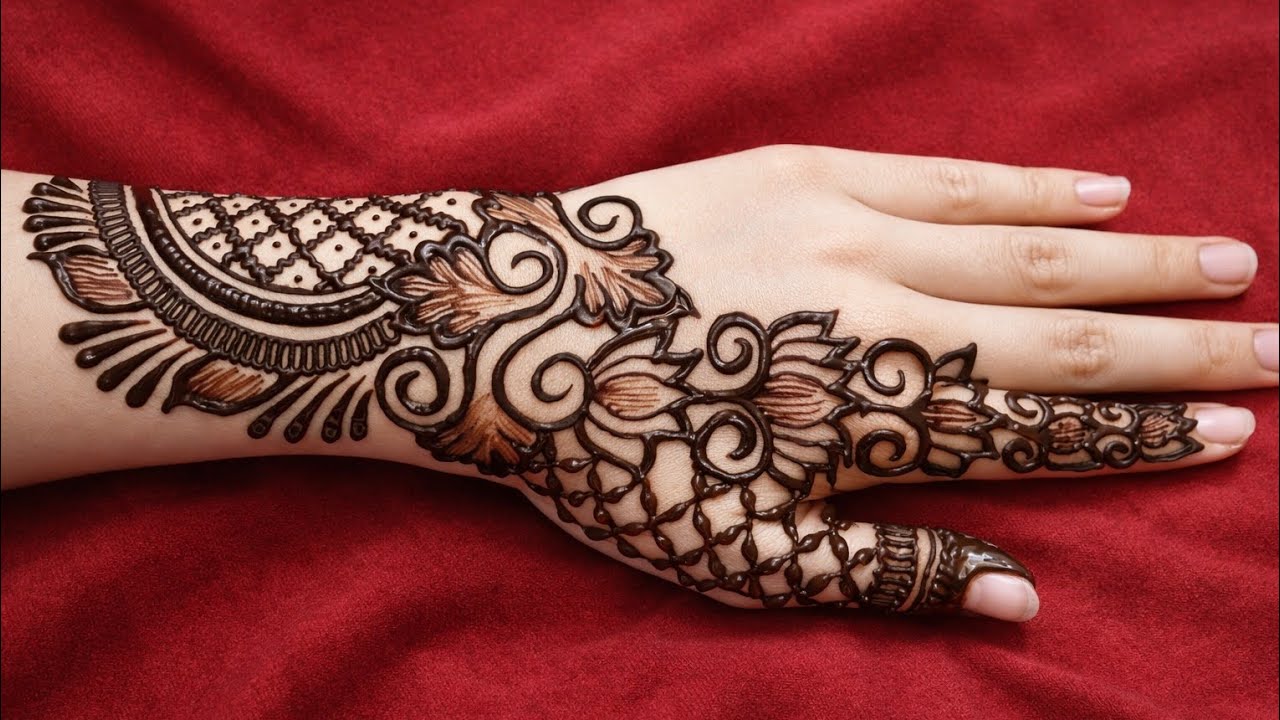 style mehndi design back hand ll new trending mehndi design ll trending  mehndi design back side 🌸🌸