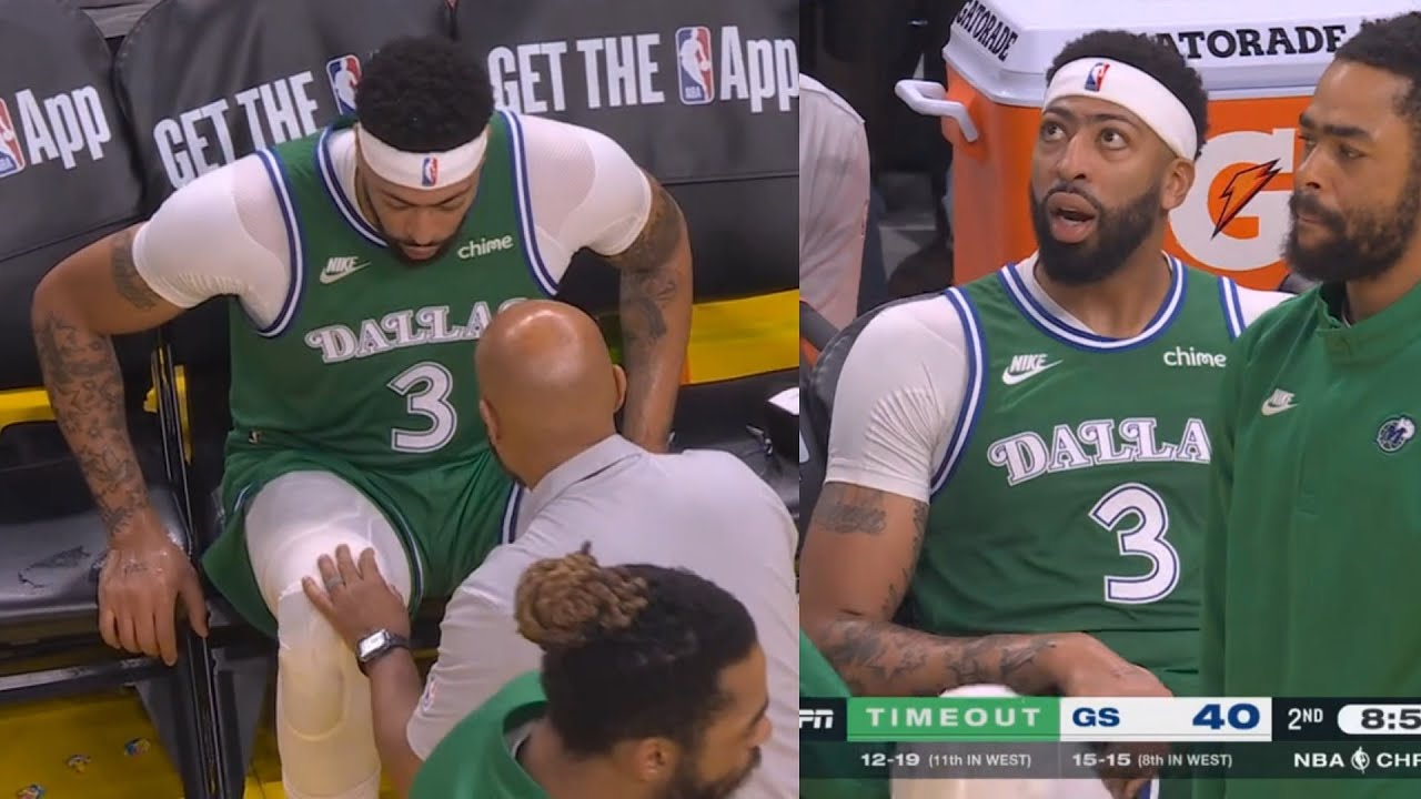 Anthony Davis groin injury running up the court and goes straight to bench vs Warriors