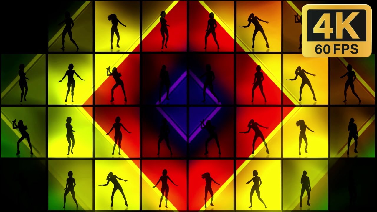 4K Screensaver | Abstract Neon Silhouette Dance – Futuristic Party VJ Loop | 8 Hours (No Sound)