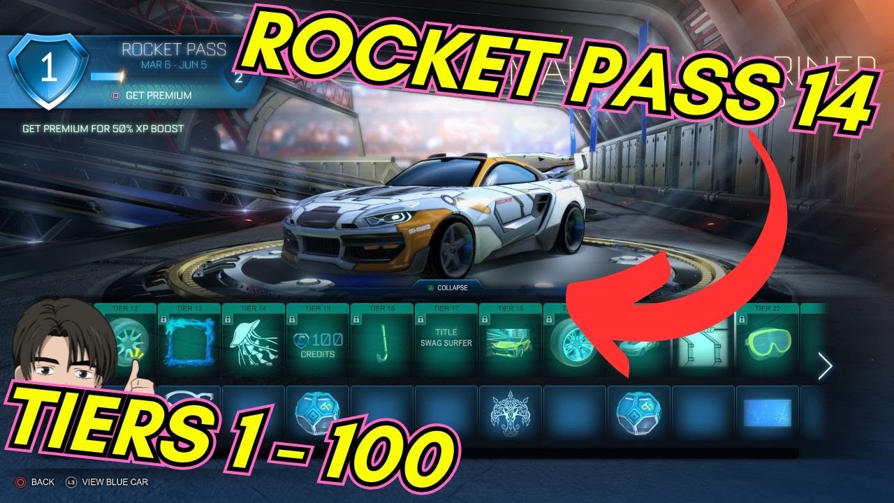 NEW Rocket League Season 14 Rocket Pass Tiers 1 - 100 Showcase