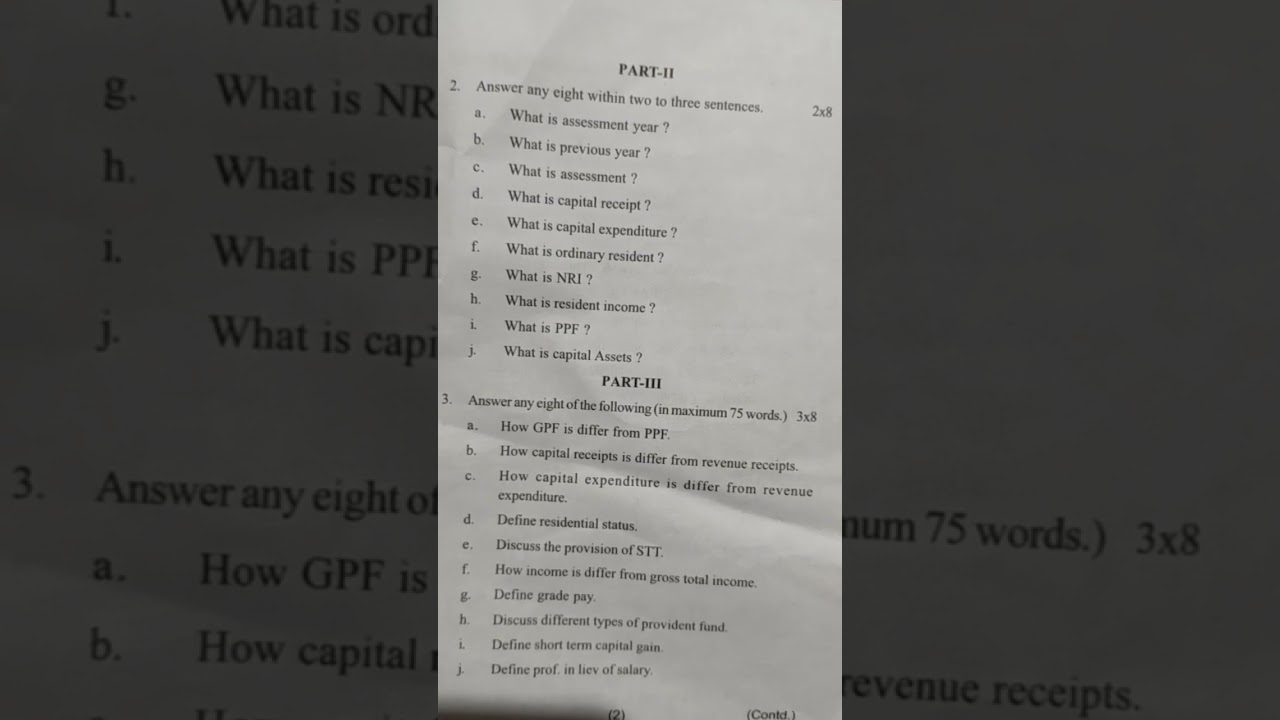 +3 3rd semester income tax question paper # utkal university #2025