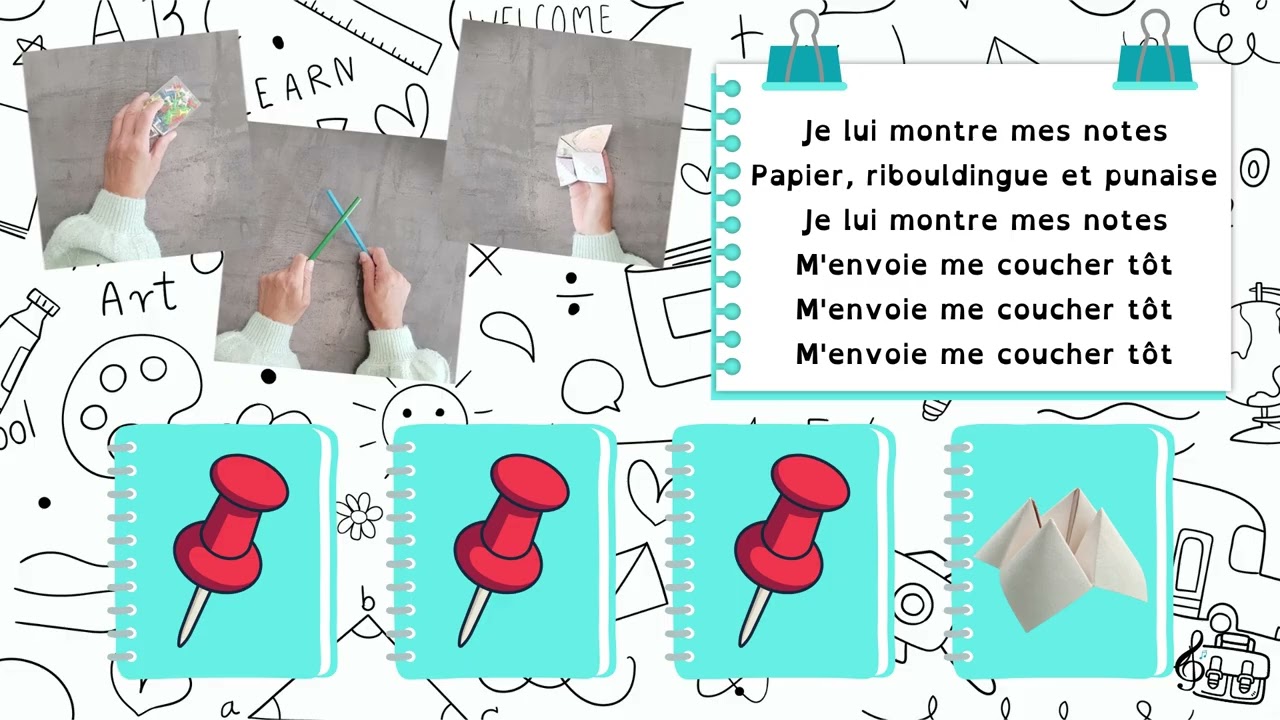 Papier ribouldingue et punaise - Cartable Musical