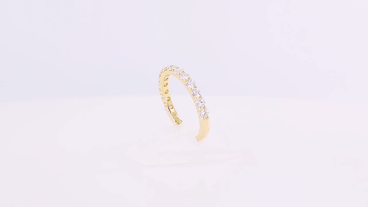 18K YELLOW GOLD SEMI ETERNITY SHARED SET DIAMOND BAND BY GEMRIZE