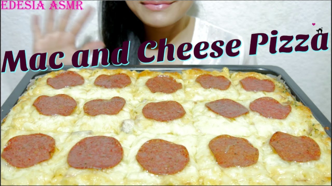 ASMR 咀嚼音 Mac and Cheese Pizza マック & チーズピザ 起司通心粉披薩 맥앤치즈피자 La pizza façon Mac & Cheese *EATING SOUND*