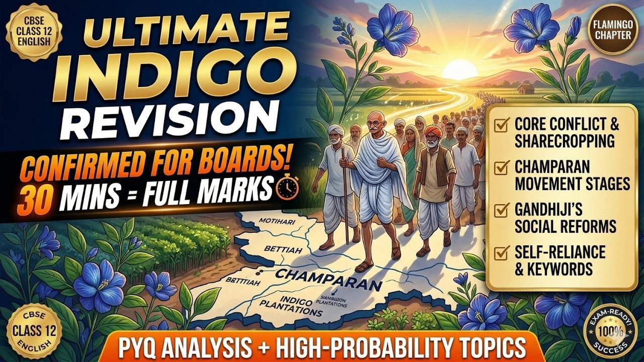 Indigo One Shot Revision 🔥 Class 12 English Flamingo | Champaran Movement + Key Points #cbse2026