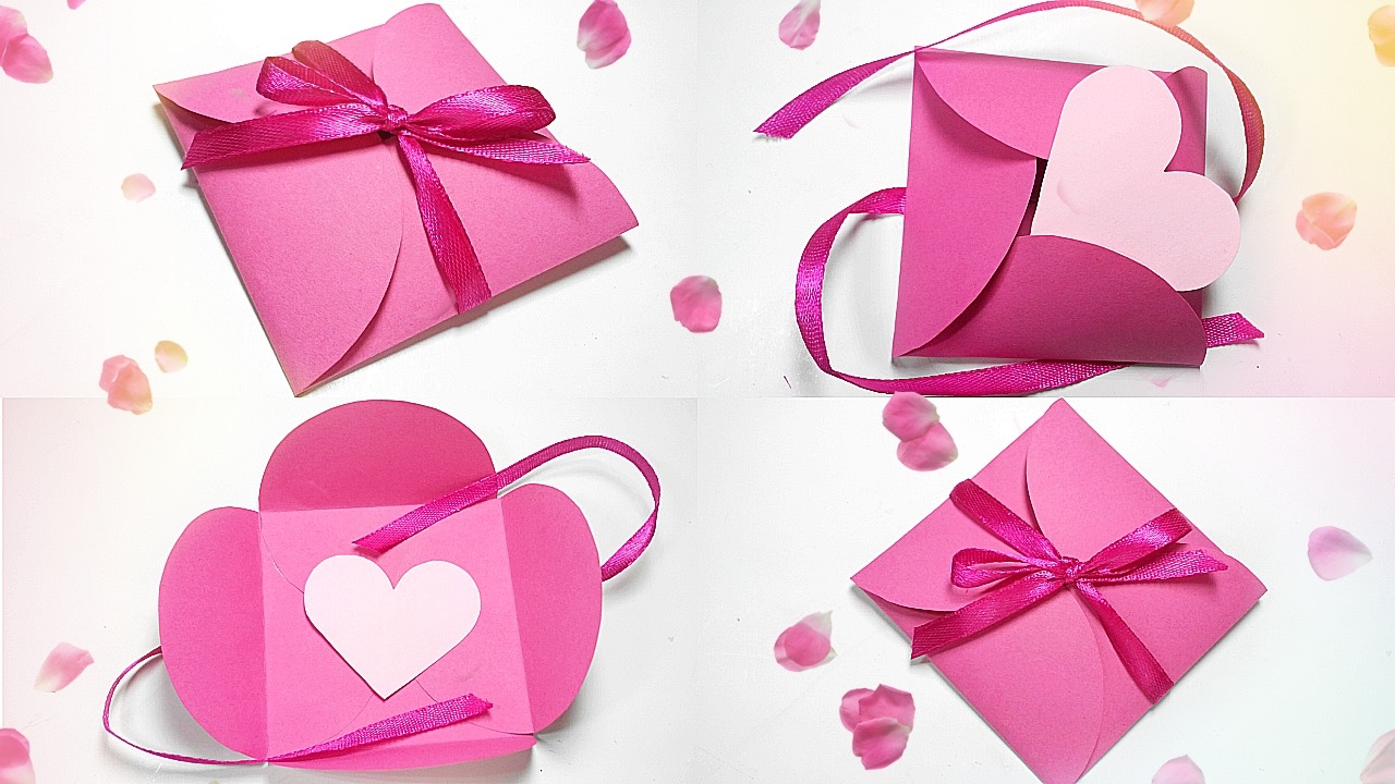 Paper gift box love diy tutorial making easy ideas/valentine love heart& Envelope secret message