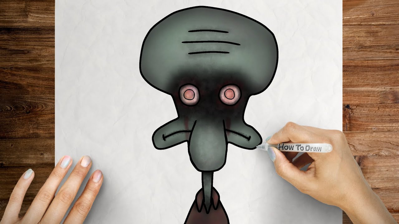 How to draw scary Squidward 🐙💀