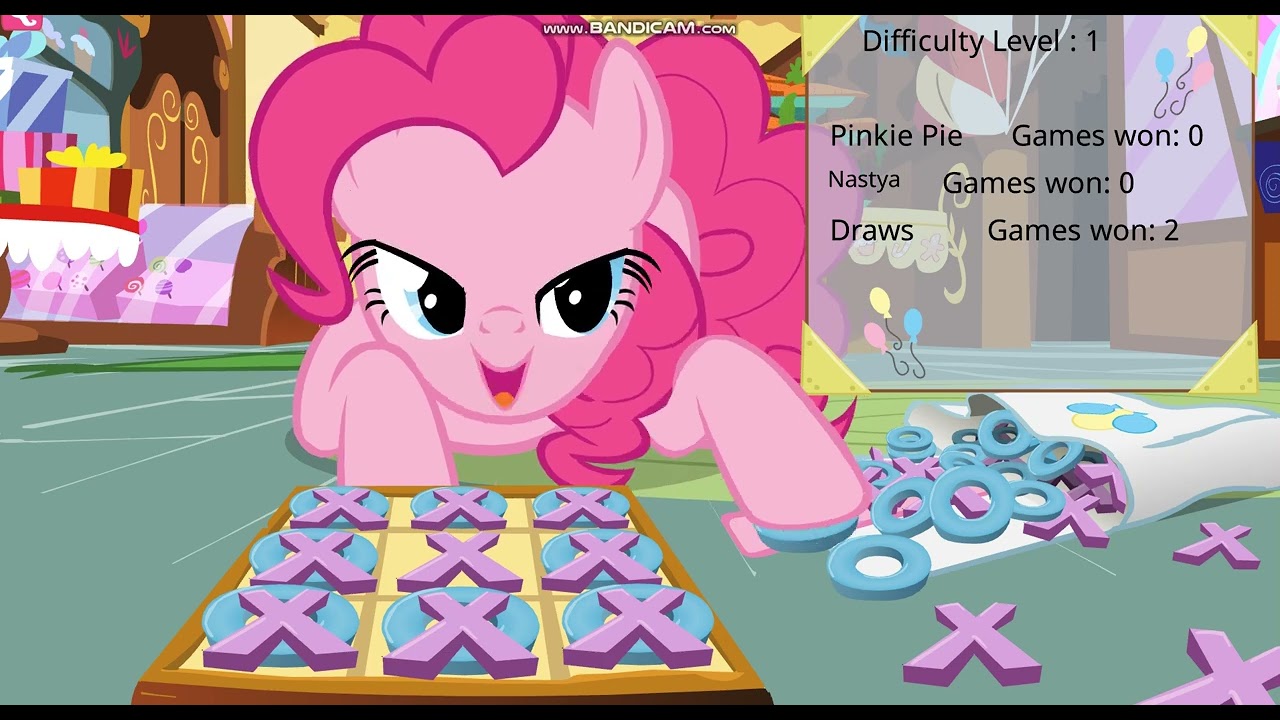 Tic Tac toe with Pinkie Pie 9.  #game #tictactoe #pinkiepie