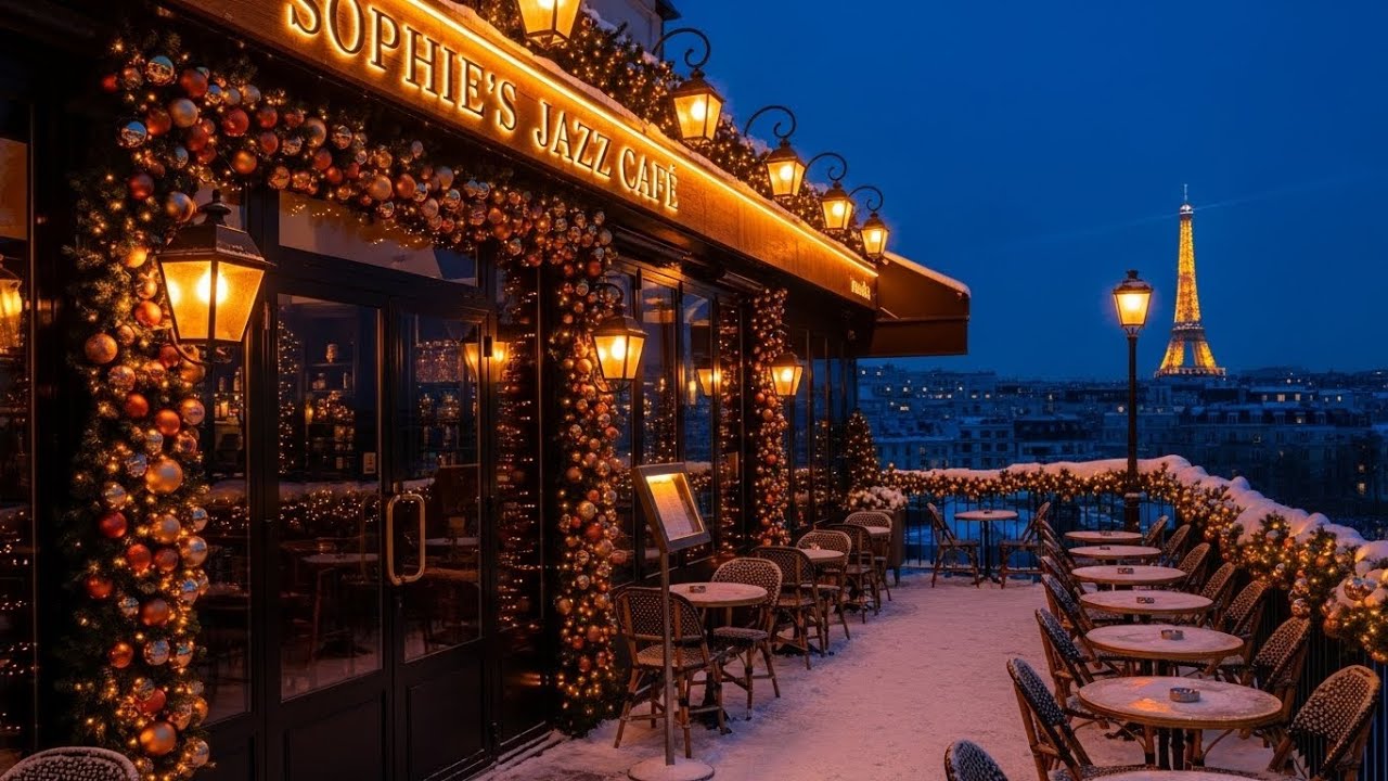 Relaxing Winter Paris Jazz Music at Cozy Coffee Shop Ambience ⛄Jazz Instrumental Music for Studying.
