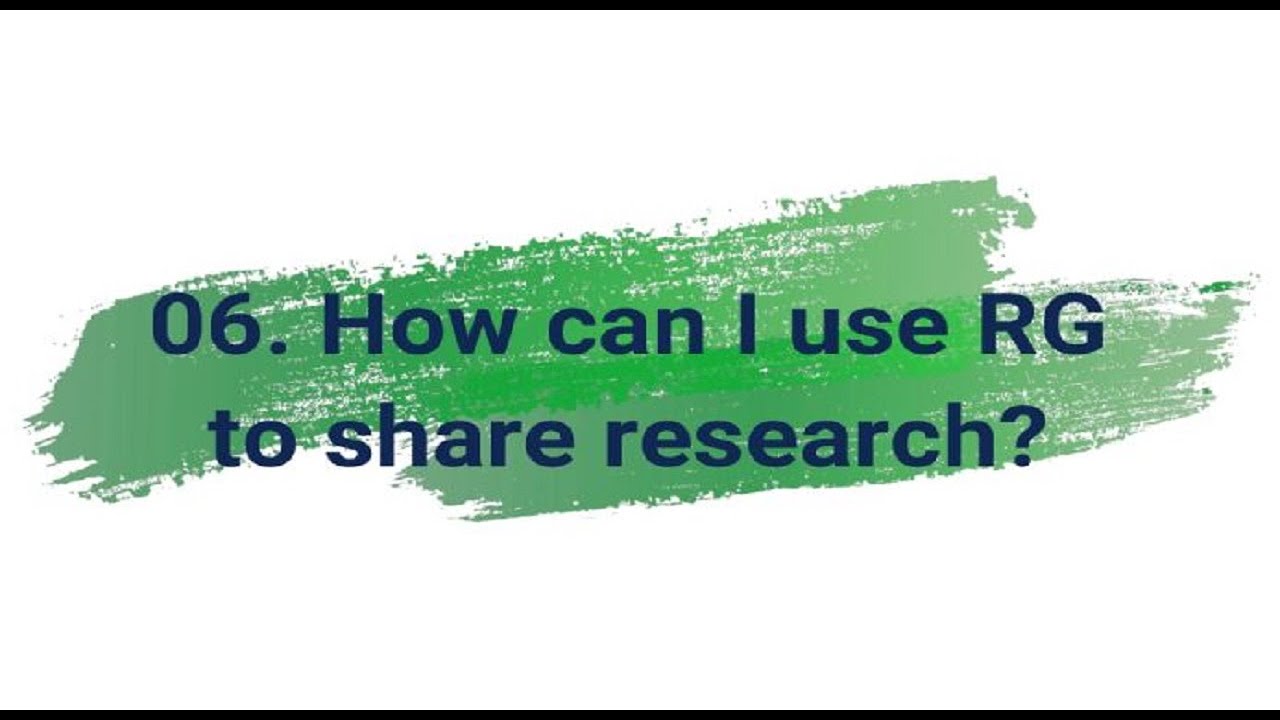 06. How can I use ResearchGate to share research? [English version]
