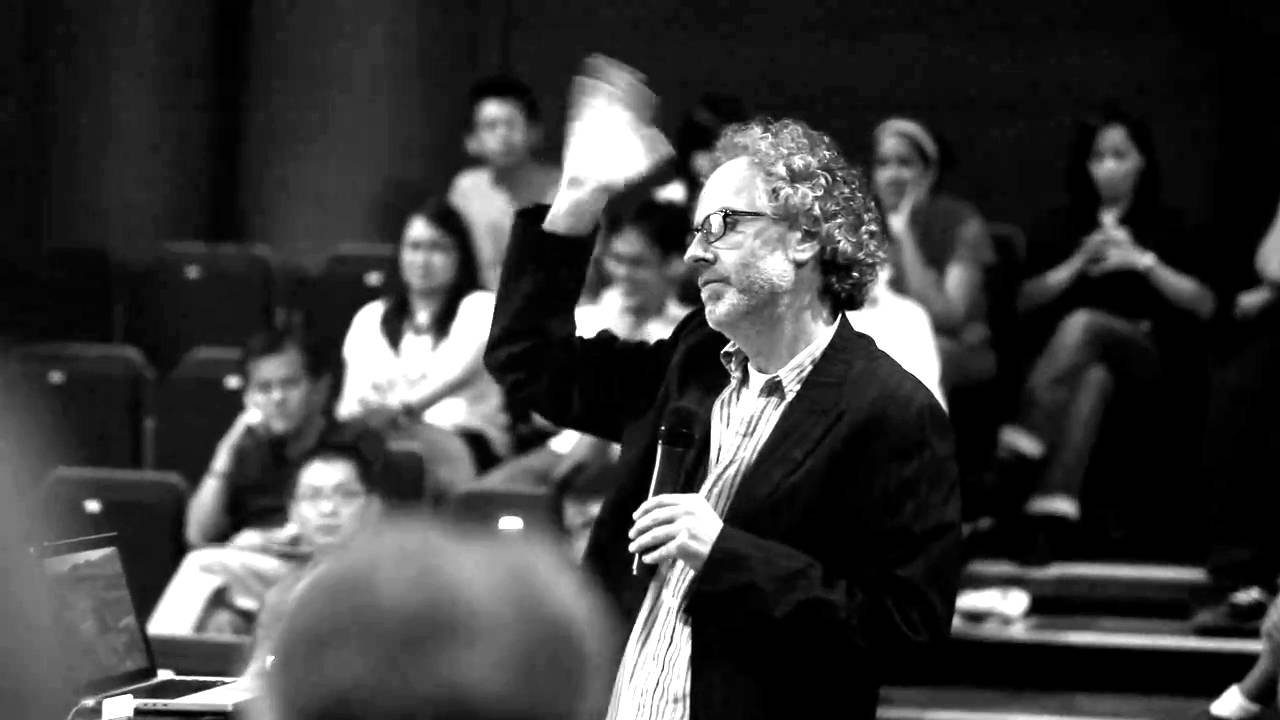 Seamus Murphy speaking at his exhibition at The Arts House in Singapore
