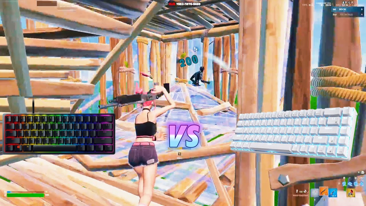 RAZER HUNTSMAN MINI VS ROYAL KLUDGE RK61🏆 FORTNITE 1V1 GAMEPLAY COMPARISON (KBM ASMR)