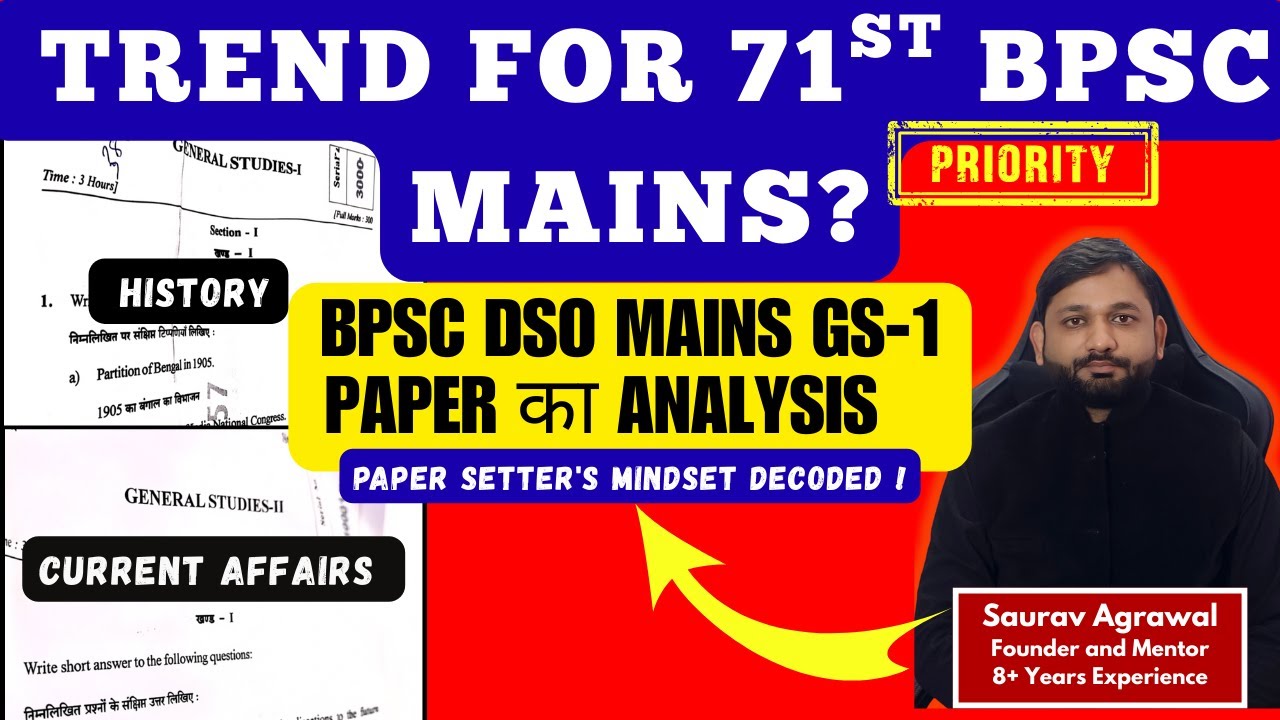 BPSC DSO Mains Paper Analysis for 71st BPSC Mains Aspirants I GS-1 DECODE